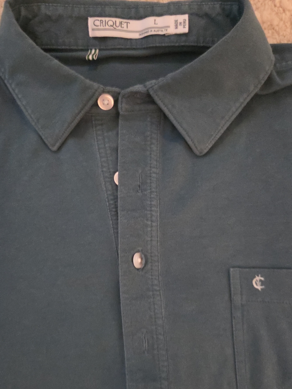 Criquet Men's Green Polo With 4 Buttons, L